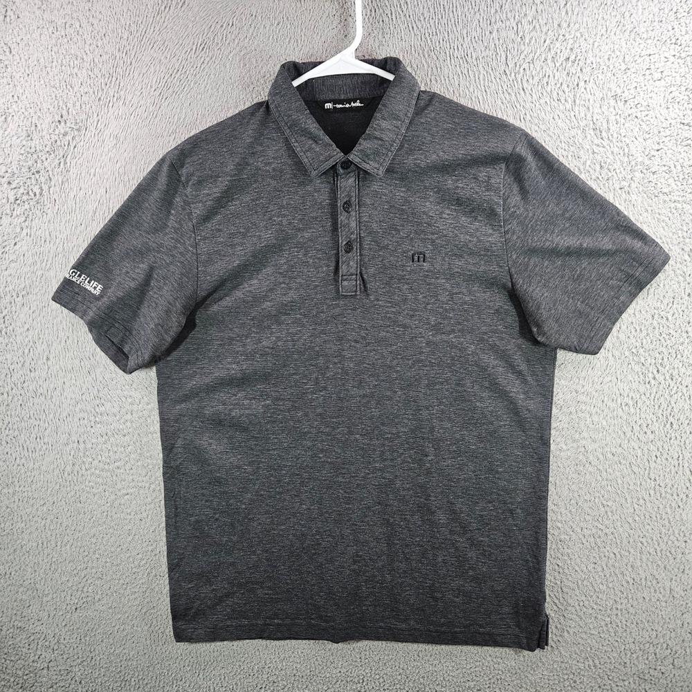 Travis Mathew Mens Gray Heathered Pima Cotton Blend Short Sleeve Polo Shirt L
